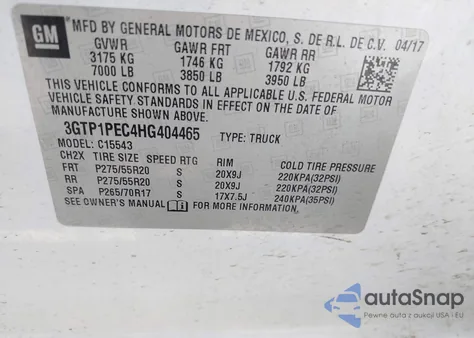 2017 GMC Sierra 1500 Denali from USA, damaged, VIN 3GTP1PEC4HG404465